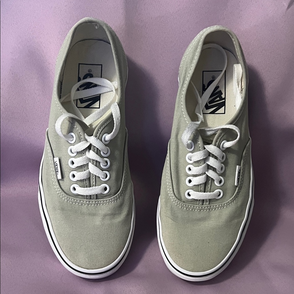Vans Light Green Canvas Sneakers with White Details